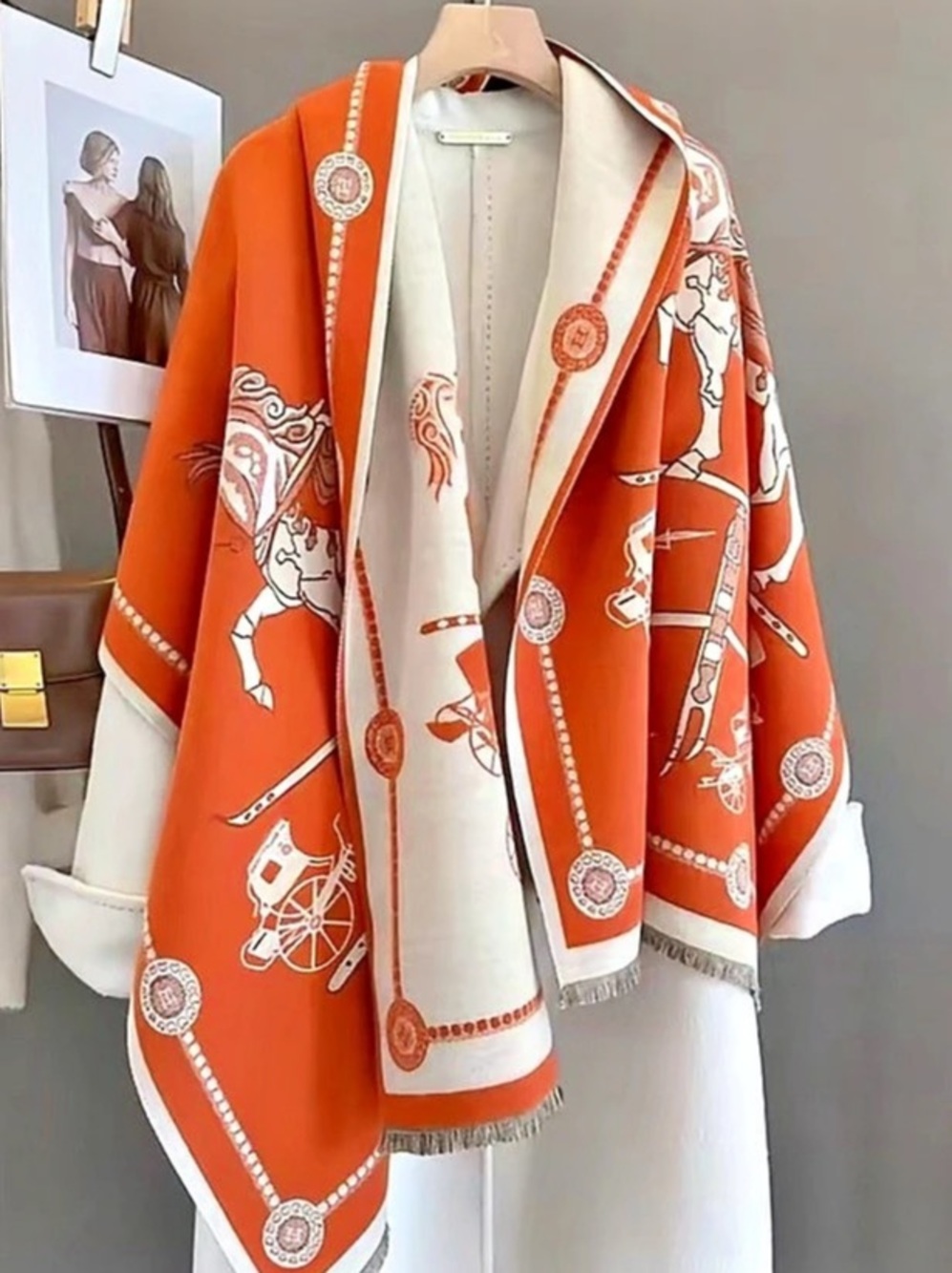 NWOT Patterned Scarf in Orange & White
